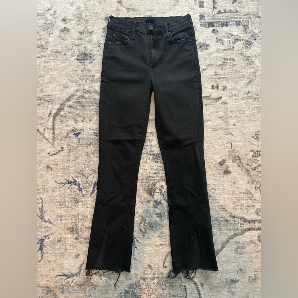Mother denim black stretch split front denim